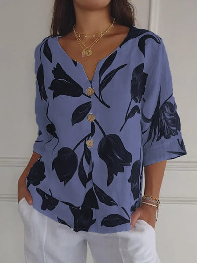 Elaine - Floral Button Blouse