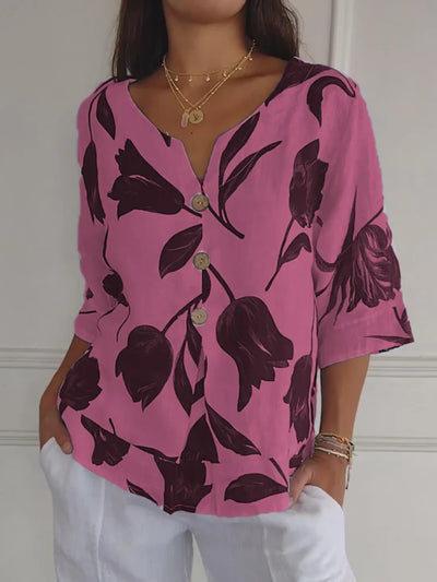 Elaine - Floral Button Blouse