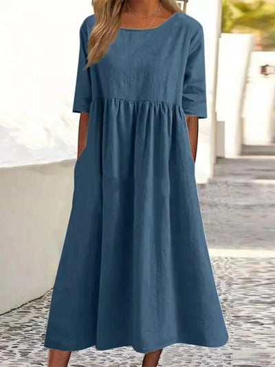 Aria- Stylish Midi Dress - Belly Coverage