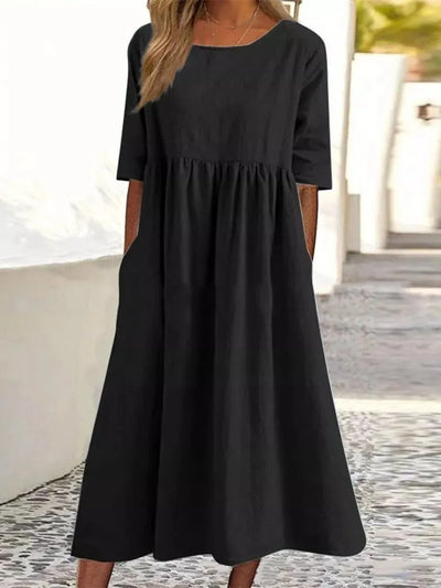 Aria- Stylish Midi Dress - Belly Coverage