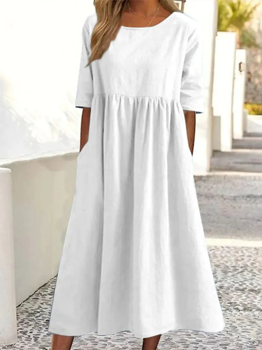 Aria- Stylish Midi Dress - Belly Coverage