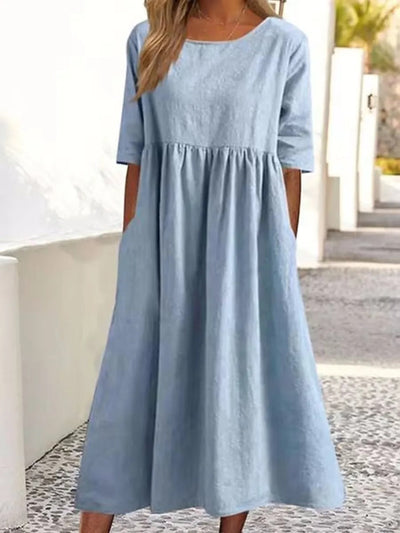 Aria- Stylish Midi Dress - Belly Coverage